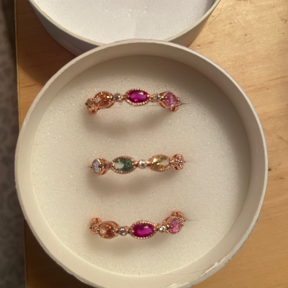 Retro Mental Health Awareness triple ring set